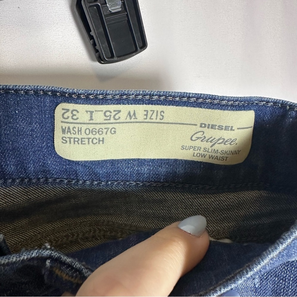 Diesel Grupee Blue Super Slim-Skinny Jeans Women’s W25 L32 Stretchy Low Waist - Picture 2 of 14